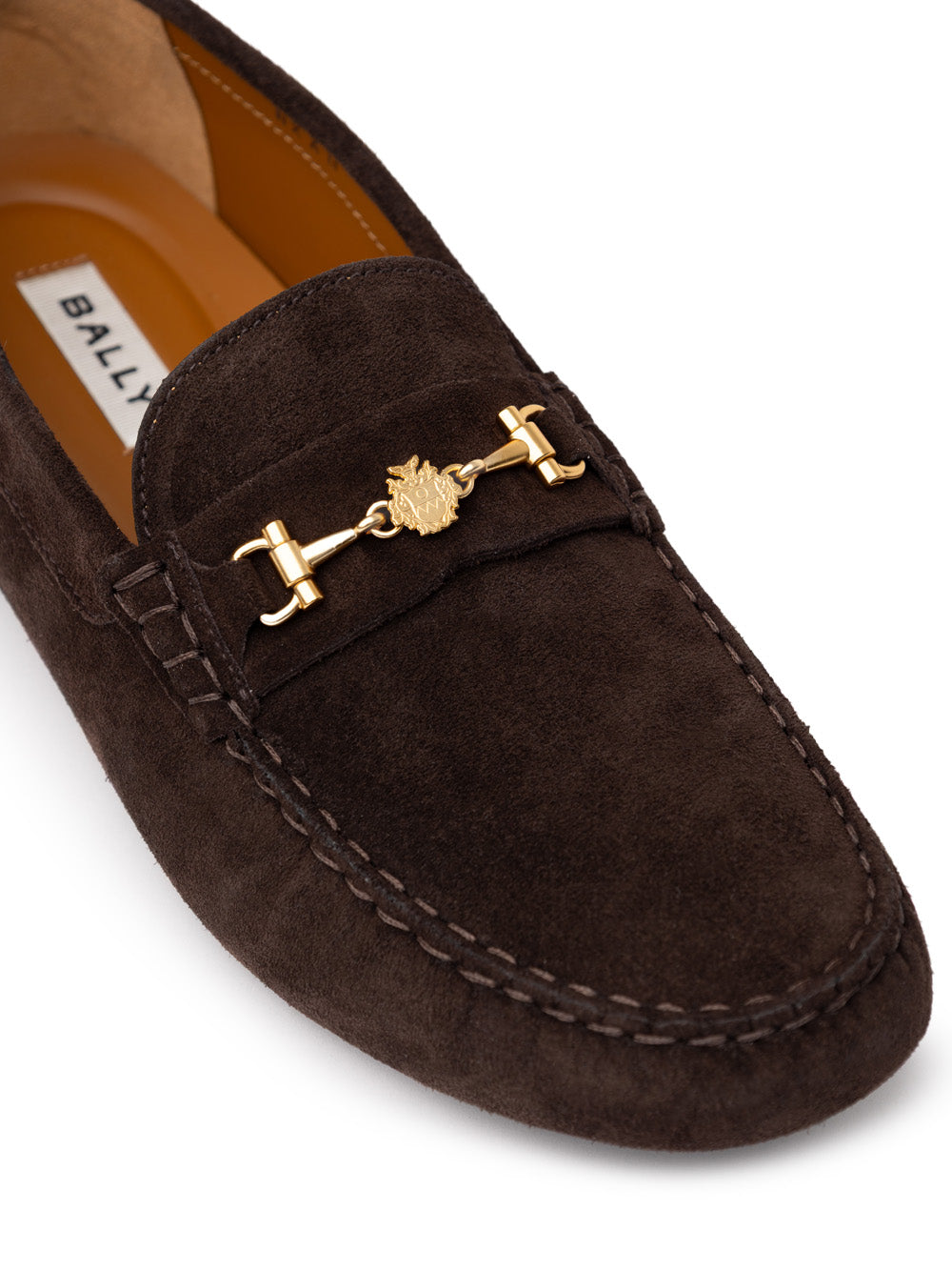 Bally Brown Suede Loafers with Gold Logo