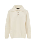 Gran Sasso White Ribbed Polo Neck Sweater