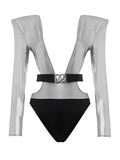 Dolce & Gabbana Silver Long Sleeve Swimsuit