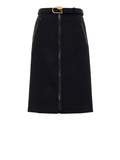 Black Skirt with Zip and Gucci Belt