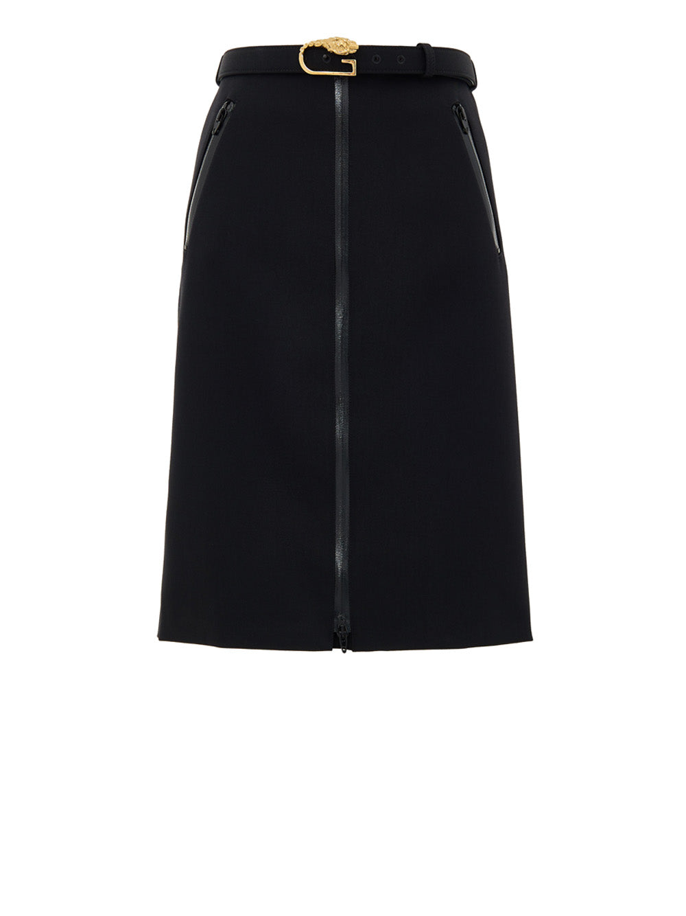 Black Skirt with Zip and Gucci Belt