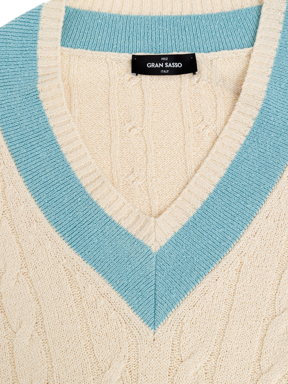 Gran Sasso White/Light Blue College Sweater