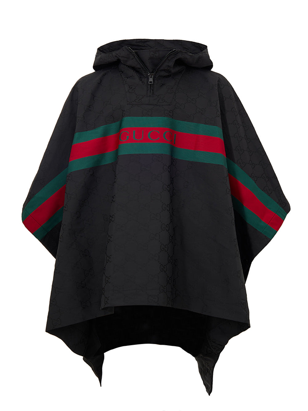 Black Cape with Web Logo and Gucci GG Monogram Print