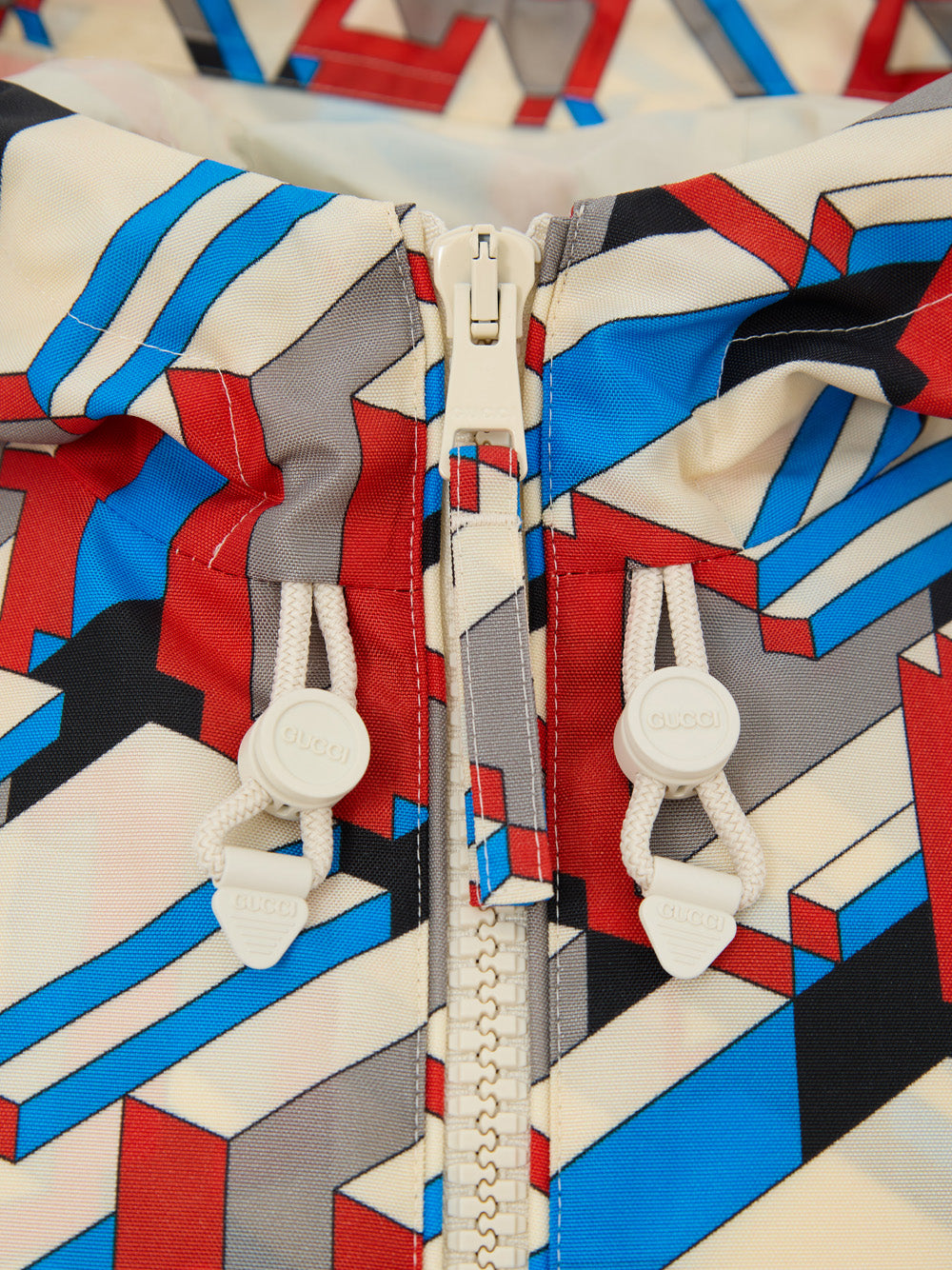 Nylon Jacket with Multicolor Geometric Print Gucci