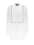 White Cotton Poplin Blouse with Gucci Crystal Decorations