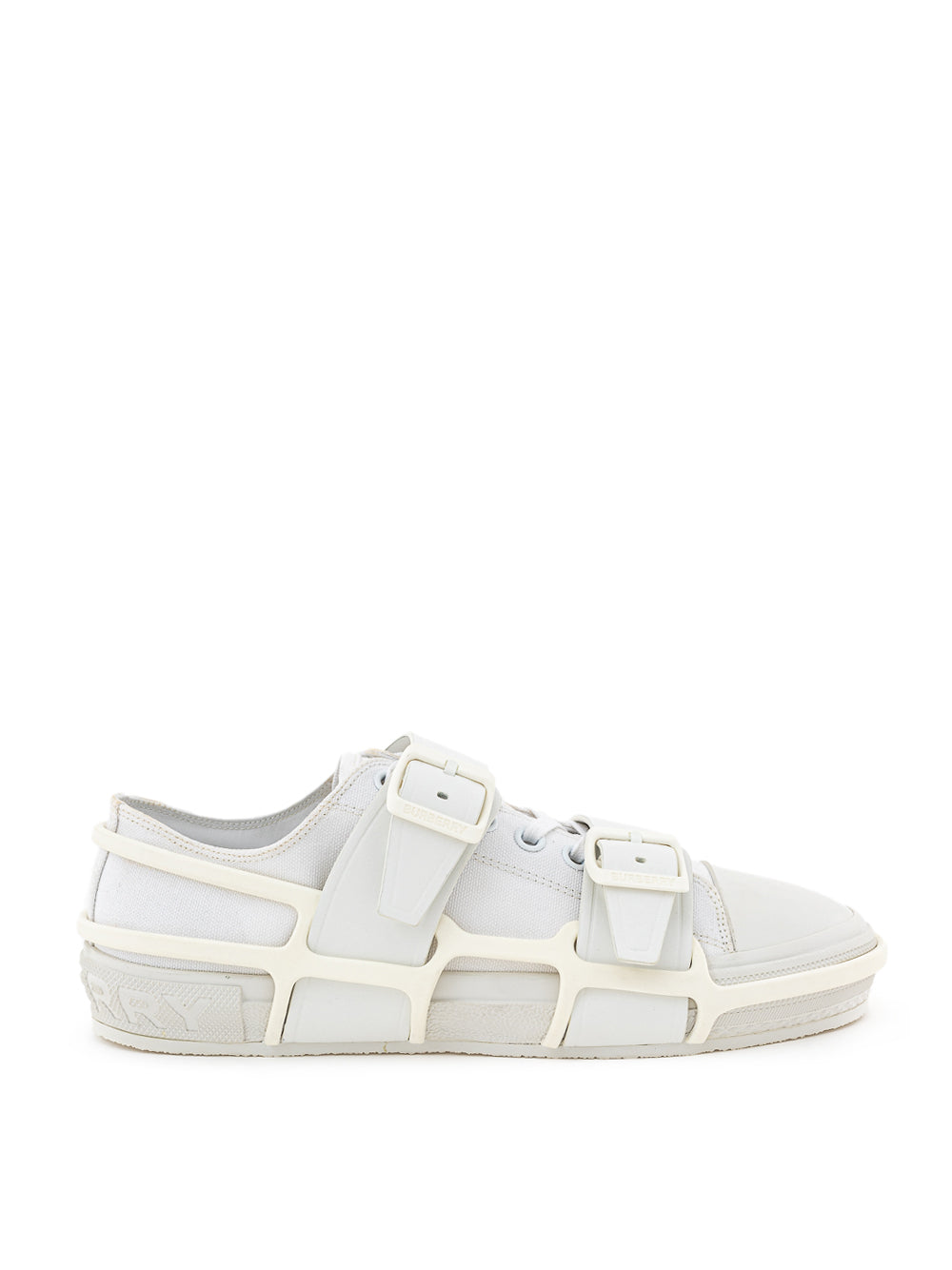 Burberry White Canvas Sneaker with Rubber Outer Frame