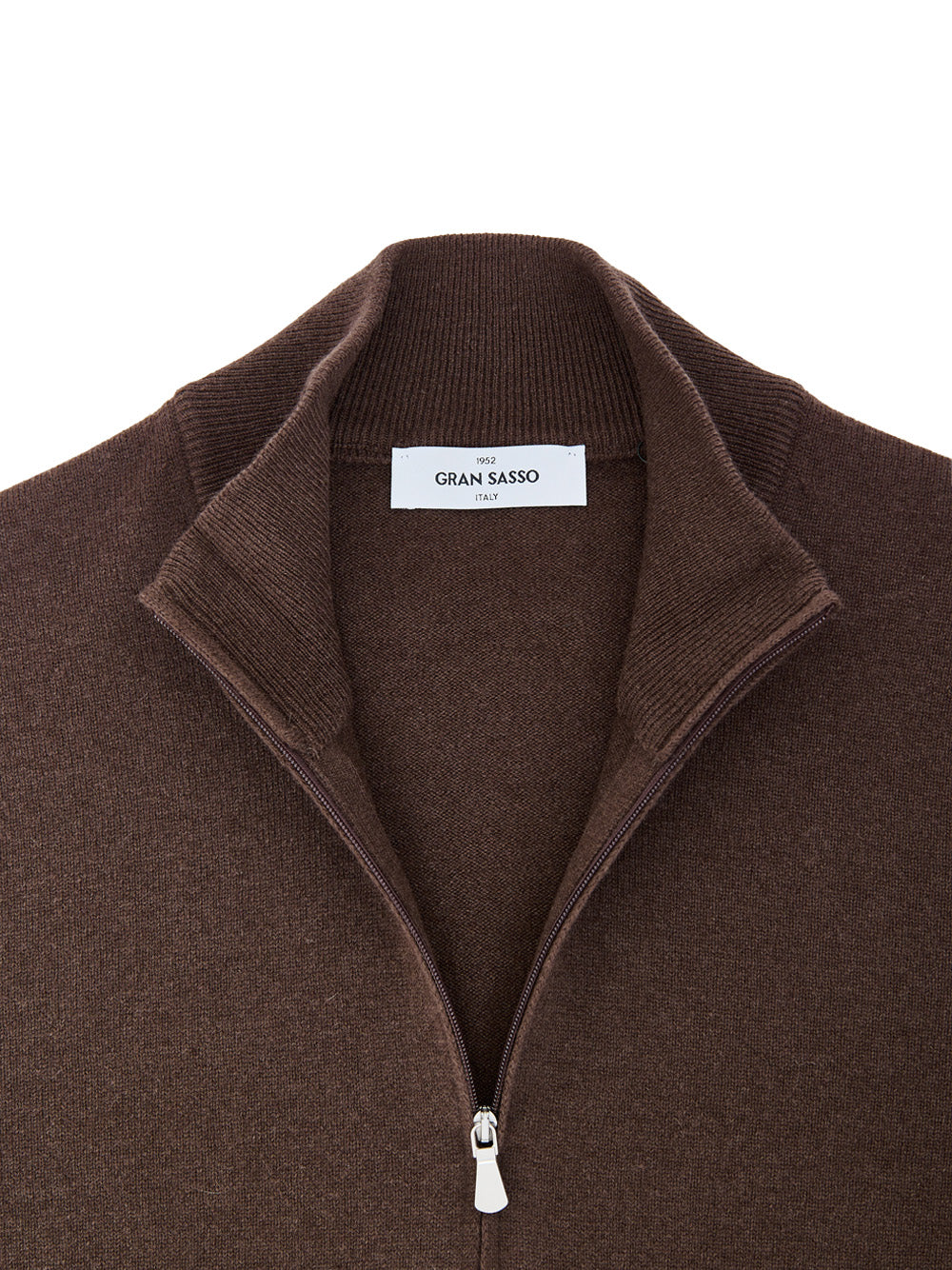 Gran Sasso Brown Wool Zip-Up Cardigan Sweater