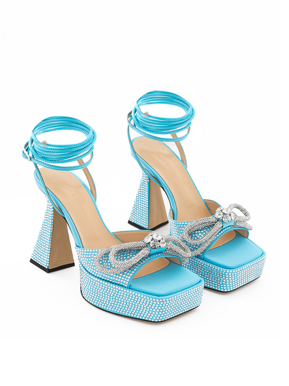 Mach & Mach Women Platform Heeled Sandals Light Blue