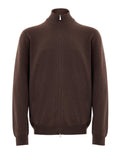 Gran Sasso Brown Wool Zip-Up Cardigan Sweater