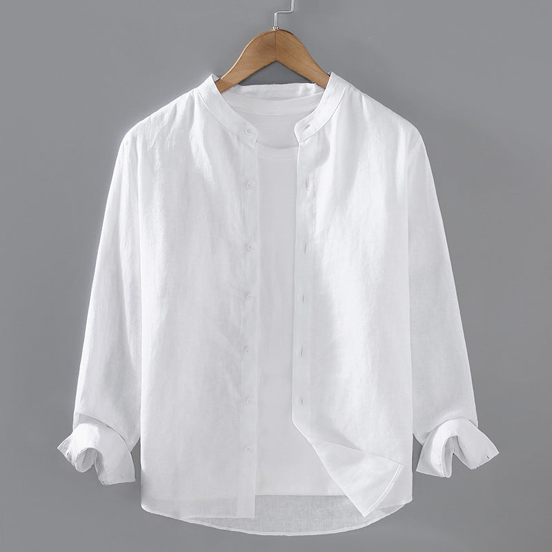 Linen Stand-Up Collar Shirt