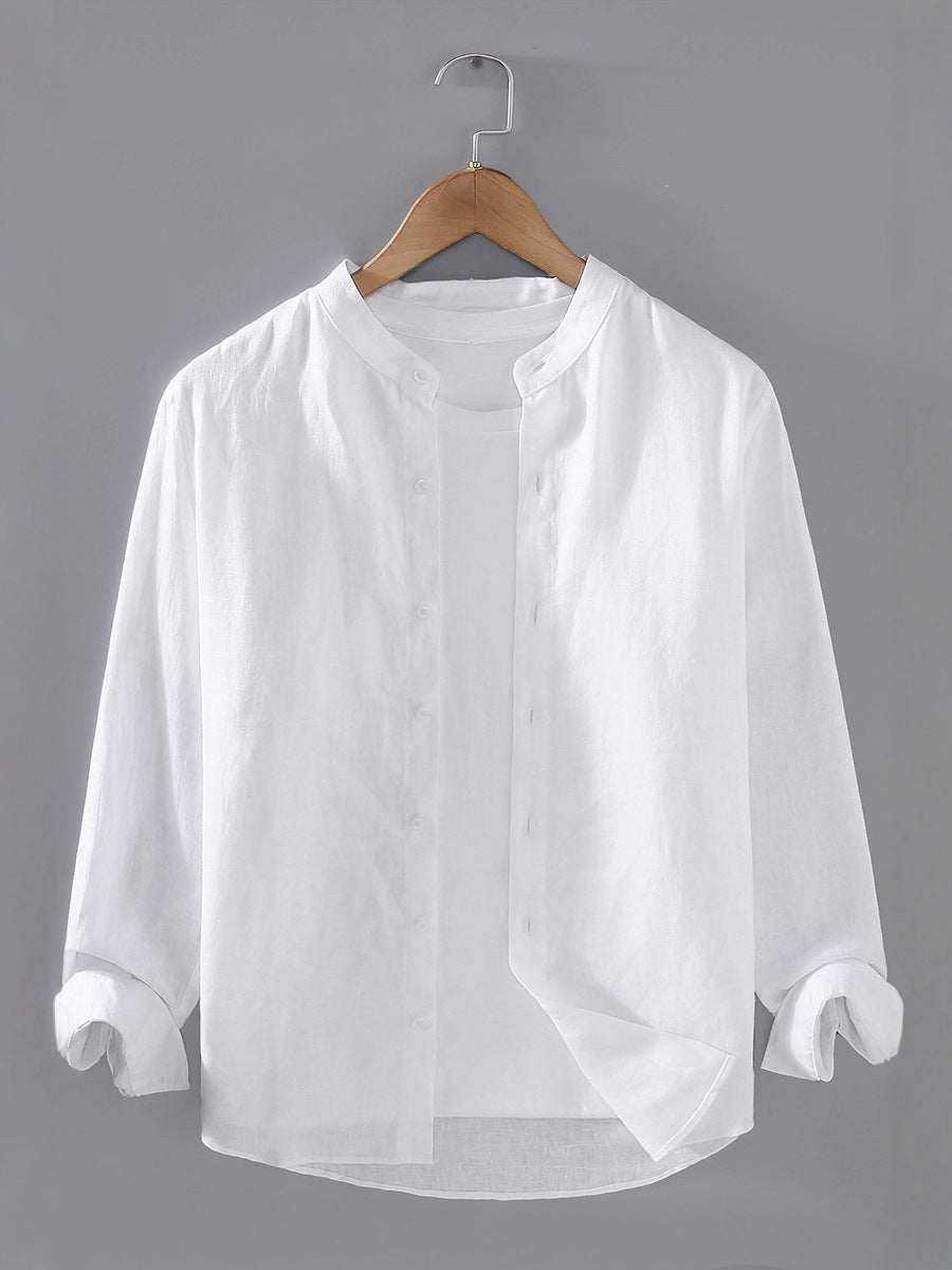 Linen Stand-Up Collar Shirt
