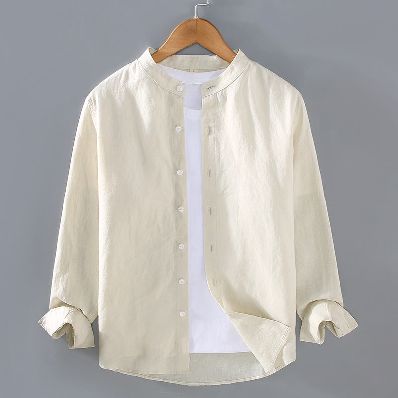 Linen Stand-Up Collar Shirt