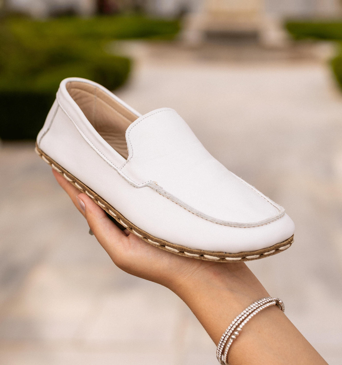 Cloud barefoot moccasin for women — buffalo leather sole with copper grounding rivet