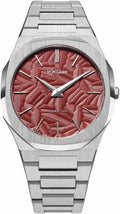 D1 Milano UTBJ33 silver stainless steel watch with red textured dial