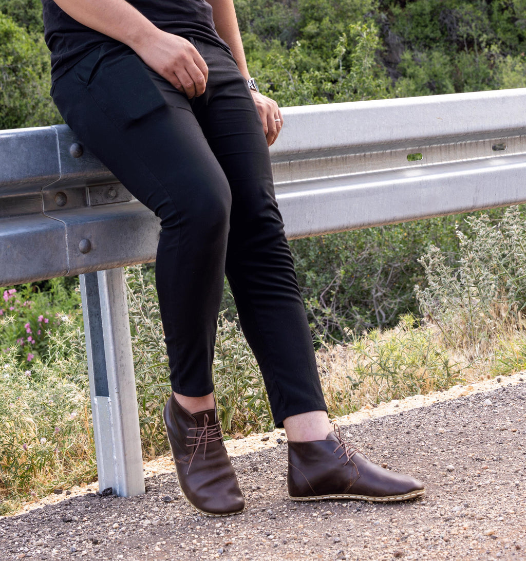 Earth barefoot chukka boot for men — buffalo leather sole with copper grounding rivet