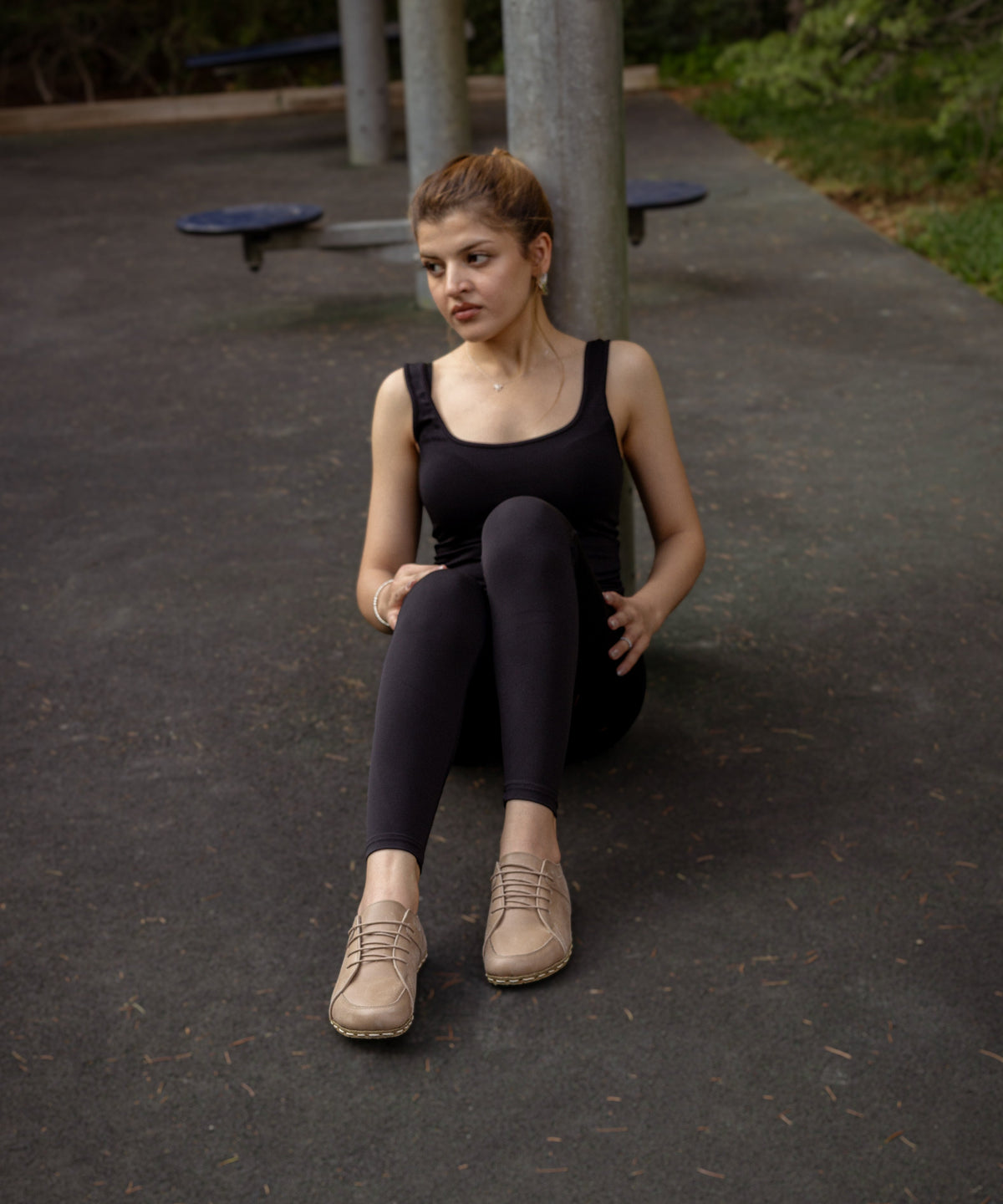 Sand women's barefoot sneaker — smooth full-grain calfskin upper, hand-cut
