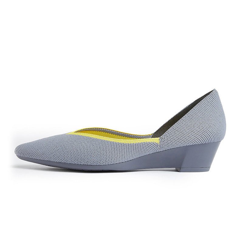 Minimalist Heart Heel Pointed Toe Knit Flats – Low Wedge Princess Shoes