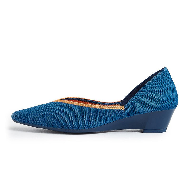 Minimalist Heart Heel Pointed Toe Knit Flats – Low Wedge Princess Shoes