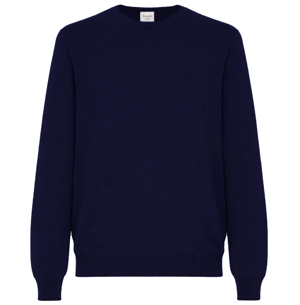 Bagutta Men Crew Neck Gauge Night Sweaters Blue