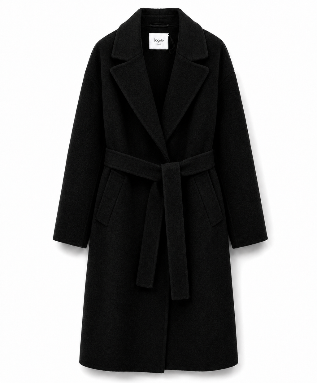 Bagutta Women Coat Long Wool Belt Black