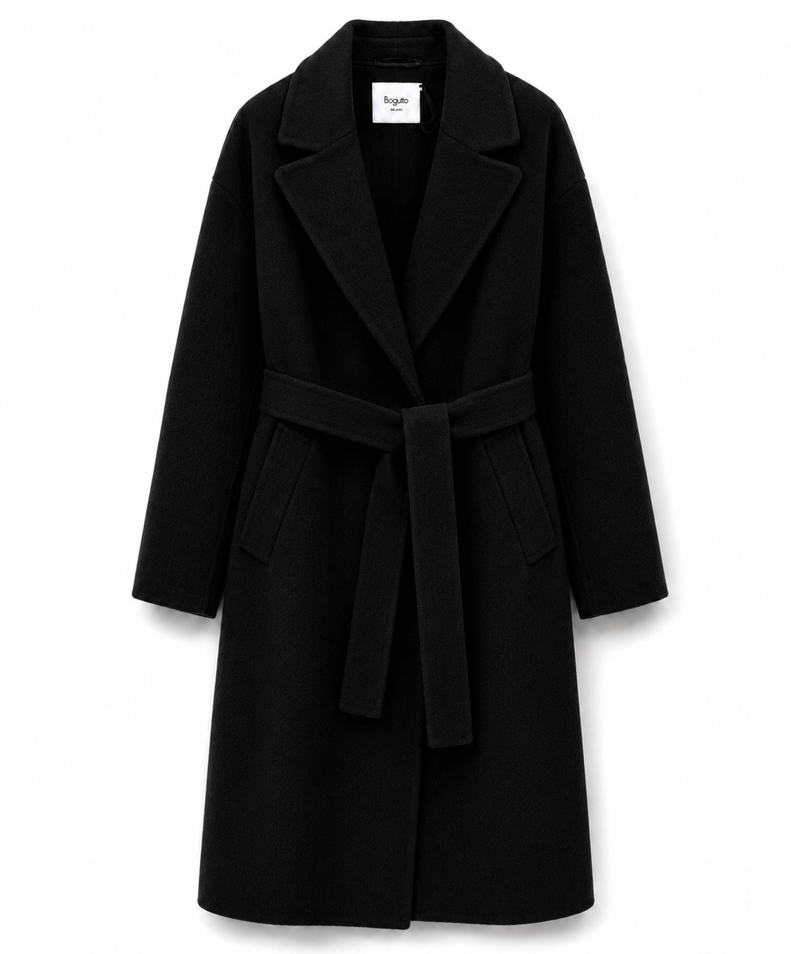 Bagutta Women Coat Long Wool Belt Black