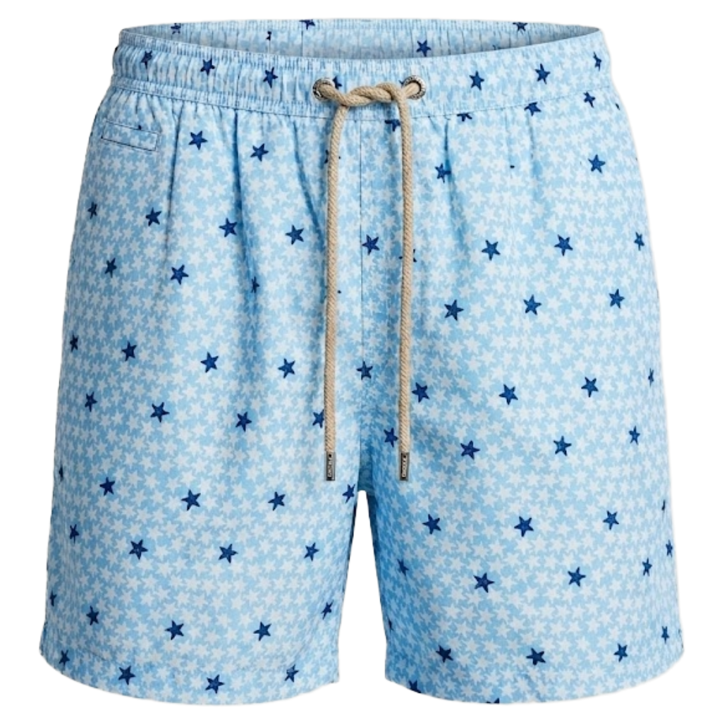 MC2 Saint Barth Men Swimsuit Starfish Dot Light Blue