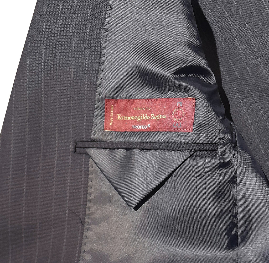 Ermenegildo Zegna Fabric Men Suit Wool Pinstripe Blue