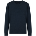 Alpha Studio Men Knit Crew Neck Silk Cashmere Blue