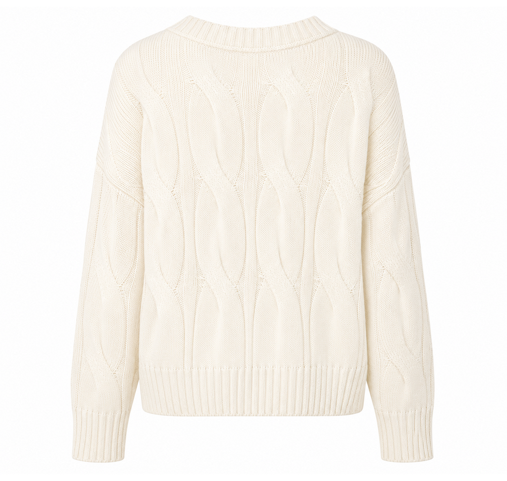 Alpha Studio Women Boxy Weaving Sweaters White