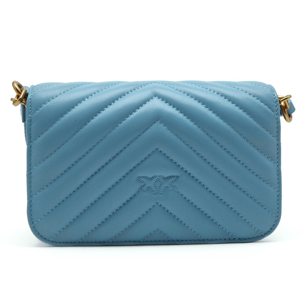 Pinko Women Bell Mini Nappa Chevron Crossbody Bags Light Blue