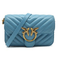Pinko Women Bell Mini Nappa Chevron Crossbody Bags Light Blue