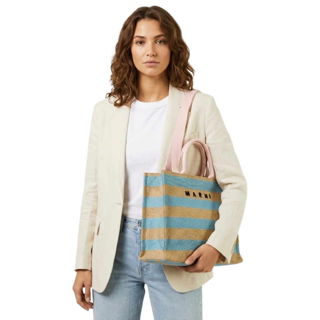 Marni Women Marni Embroidered Raffia Tote Bag Multicolor
