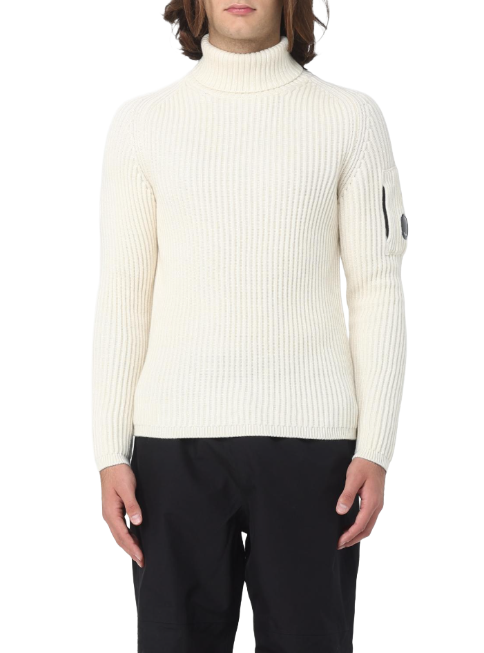 C.P. Company Men Turtle Neck re-wool Cream Sweaters White
