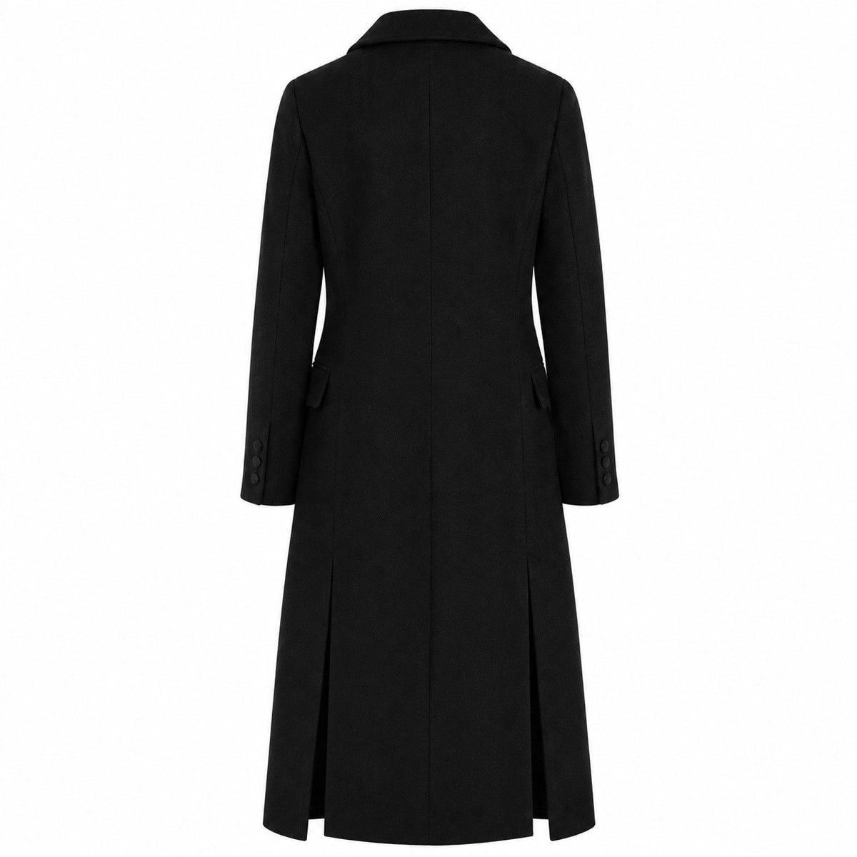 Loro Piana Fabric Women Coat Long Lapel Satin Black