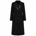 Loro Piana Fabric Women Coat Long Lapel Satin Black