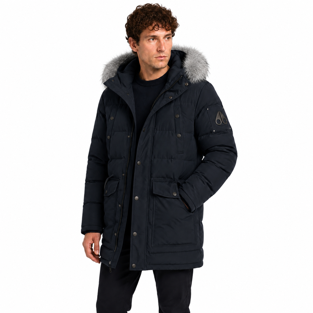 Moose knuckles Men Jacket Long Hooded Black