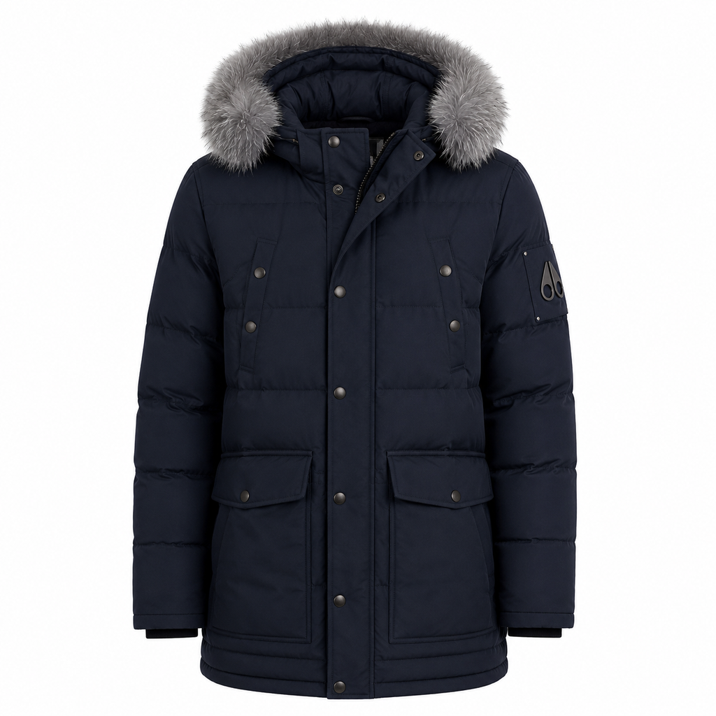 Moose knuckles Men Jacket Long Hooded Black