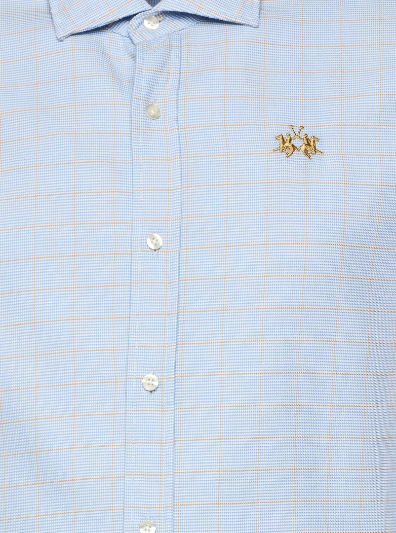 La Martina Men Shirt Dobby Poplin Light Blue
