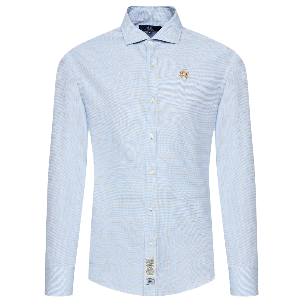 La Martina Men Shirt Dobby Poplin Light Blue