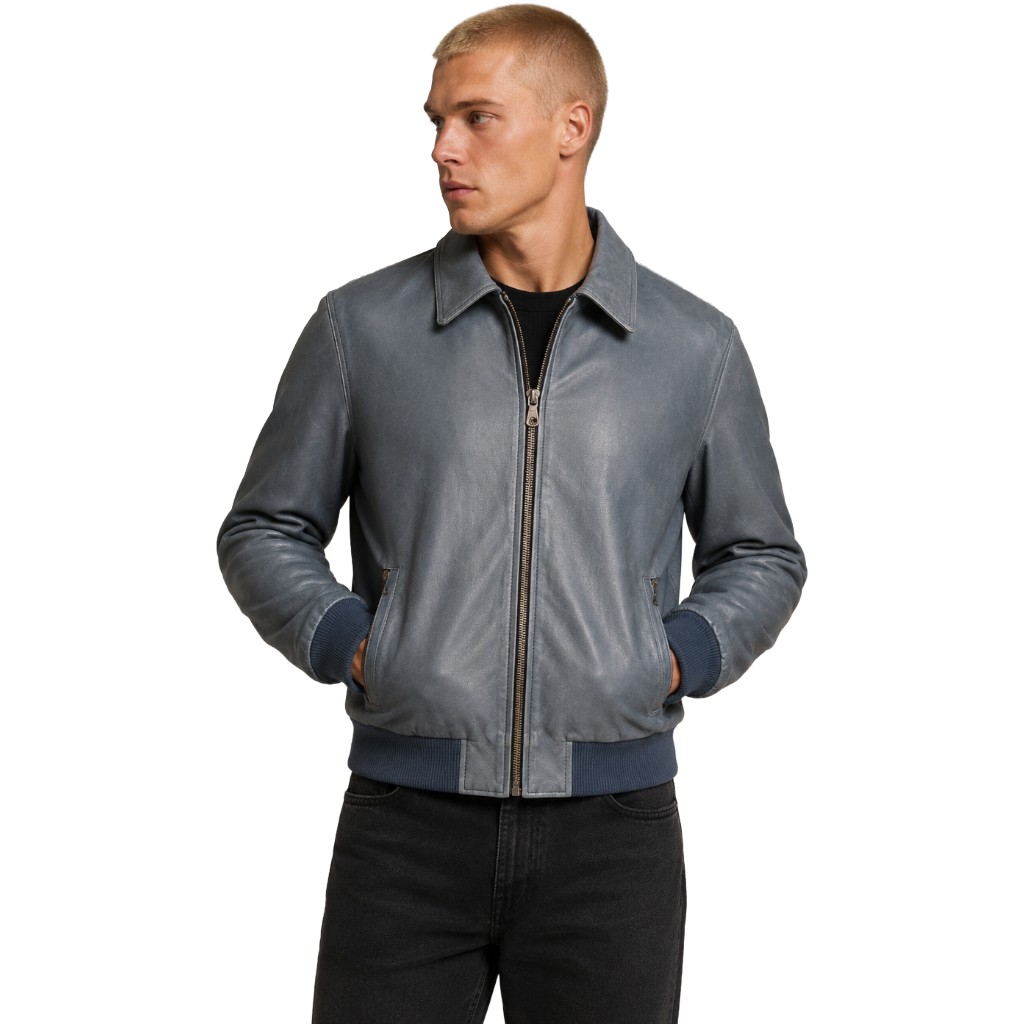 Dolce & Gabbana Men Jacket Leather Light Blue