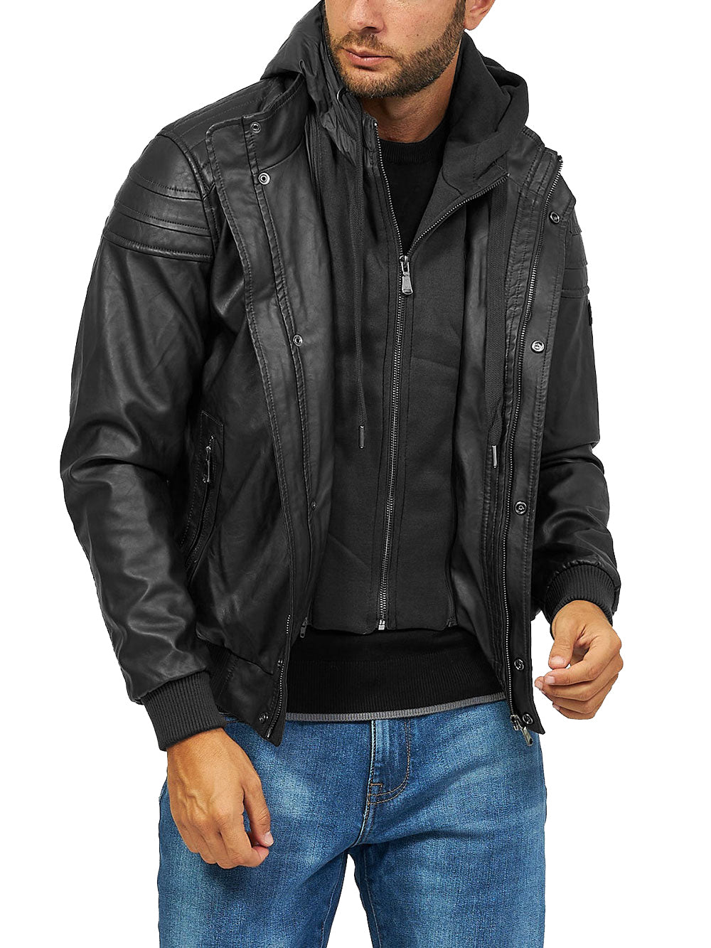 Yes Zee Men Jacket Ecopelle Black