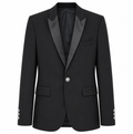 Balmain Men Jacket Single-Breasted Lapel Glossy Black