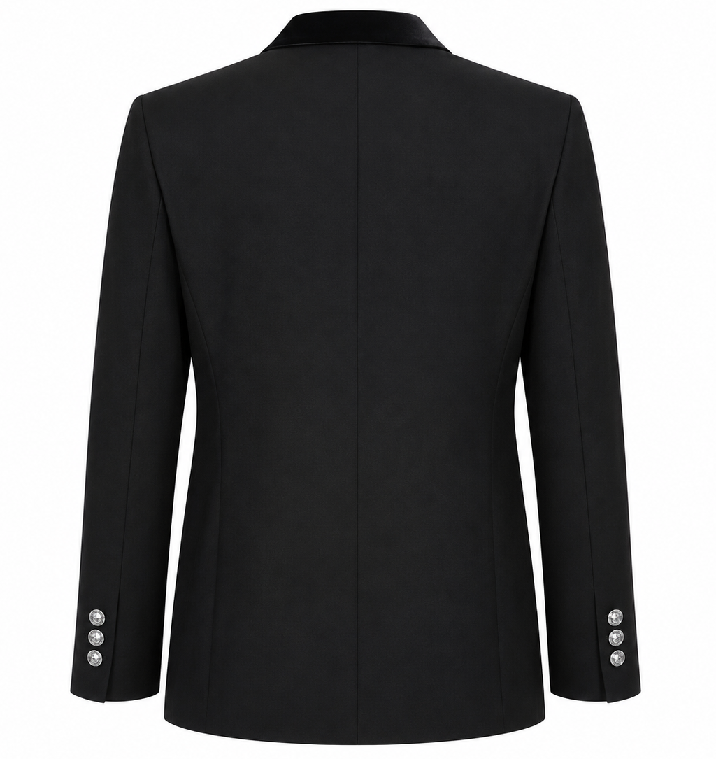 Balmain Men Jacket Single-Breasted Lapel Glossy Black