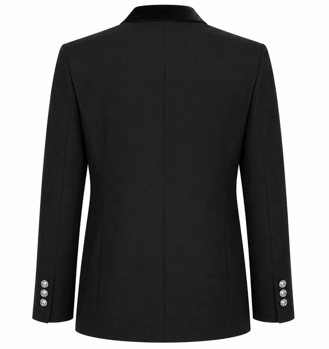 Balmain Men Jacket Single-Breasted Lapel Glossy Black