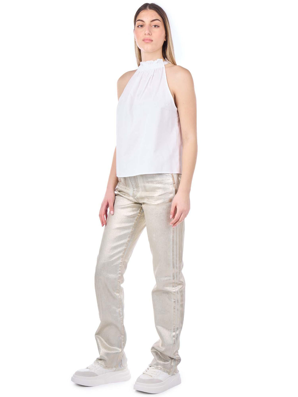 Pinko Women Jeans Roxanne Straight Silver Grey