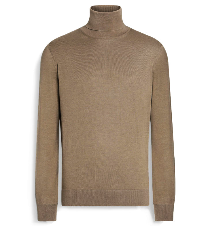 Emilio Romanelli Men Knit Turtleneck Gauge Brown