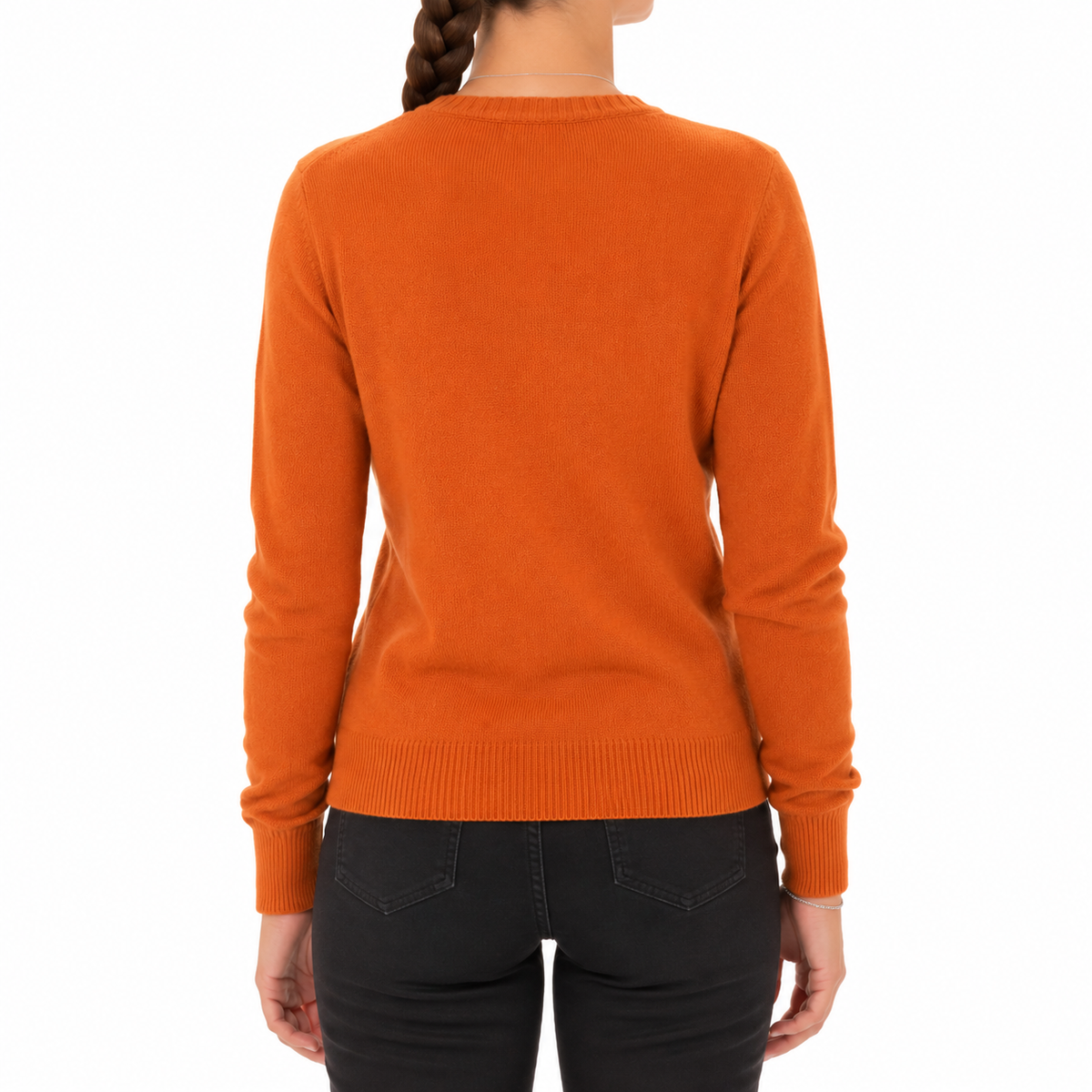 Emilio Romanelli Women Knit Cashmere Crew Neck Orange