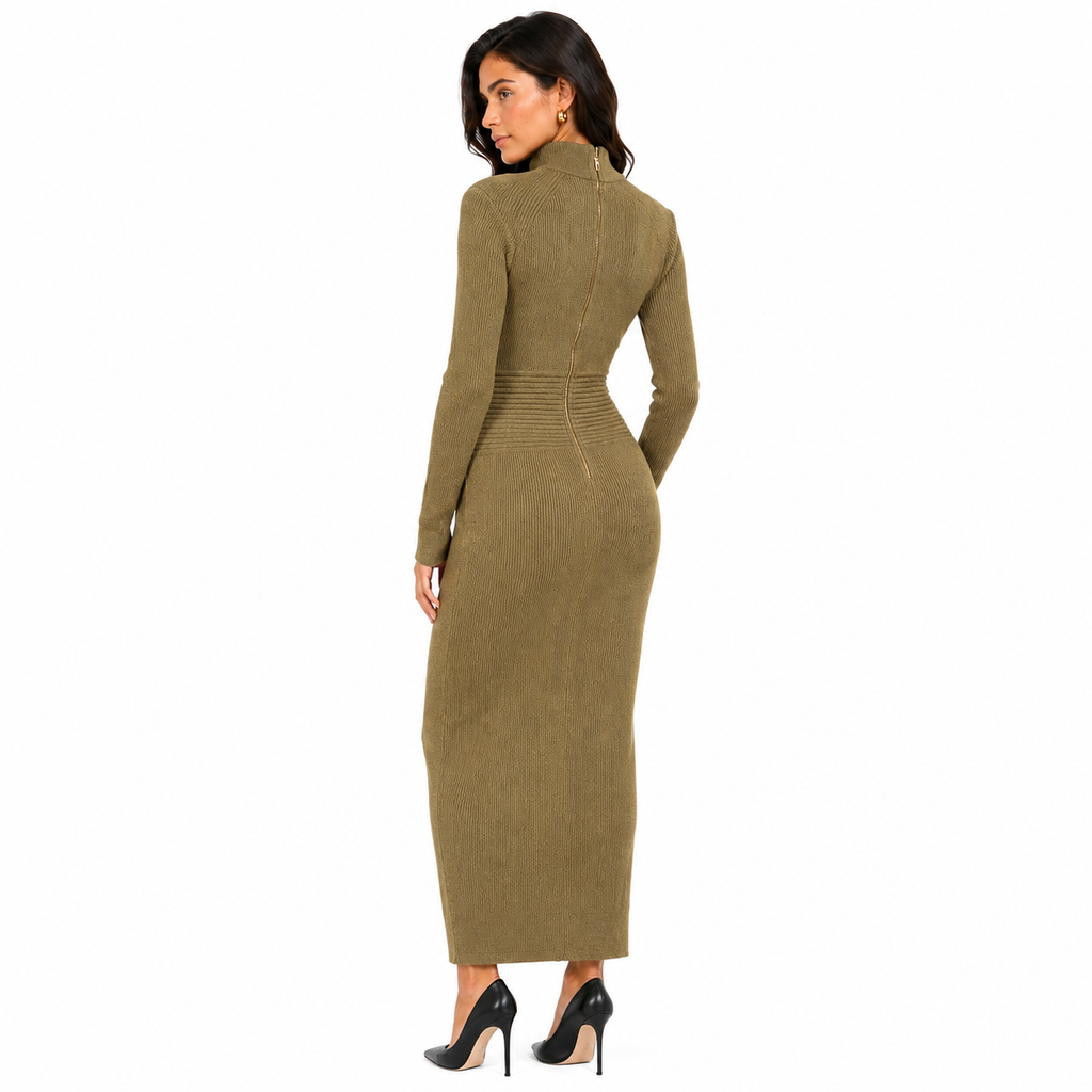 Balmain Women Dress Ribbed Green