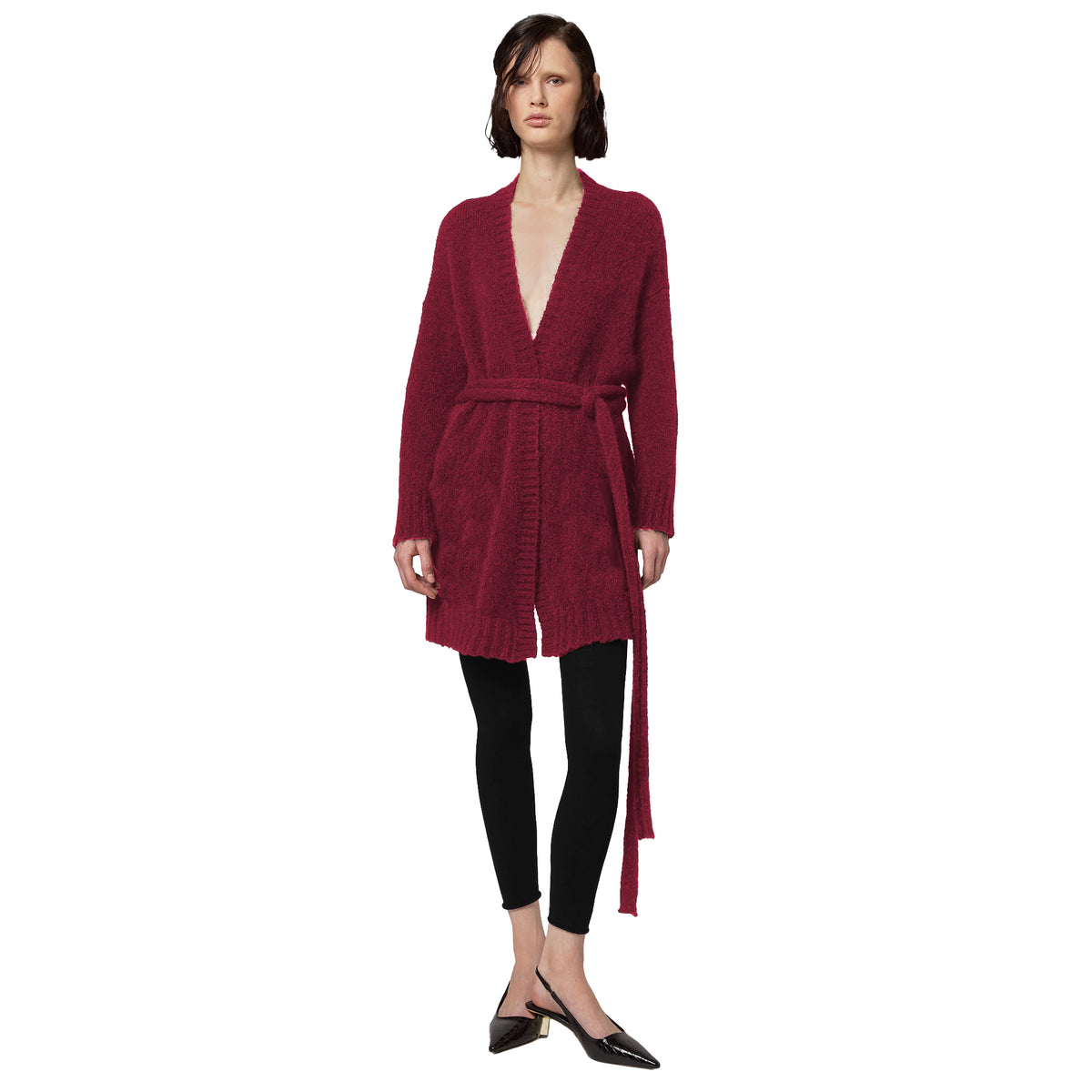 Alpha Studio Women Cardigan Belt Red