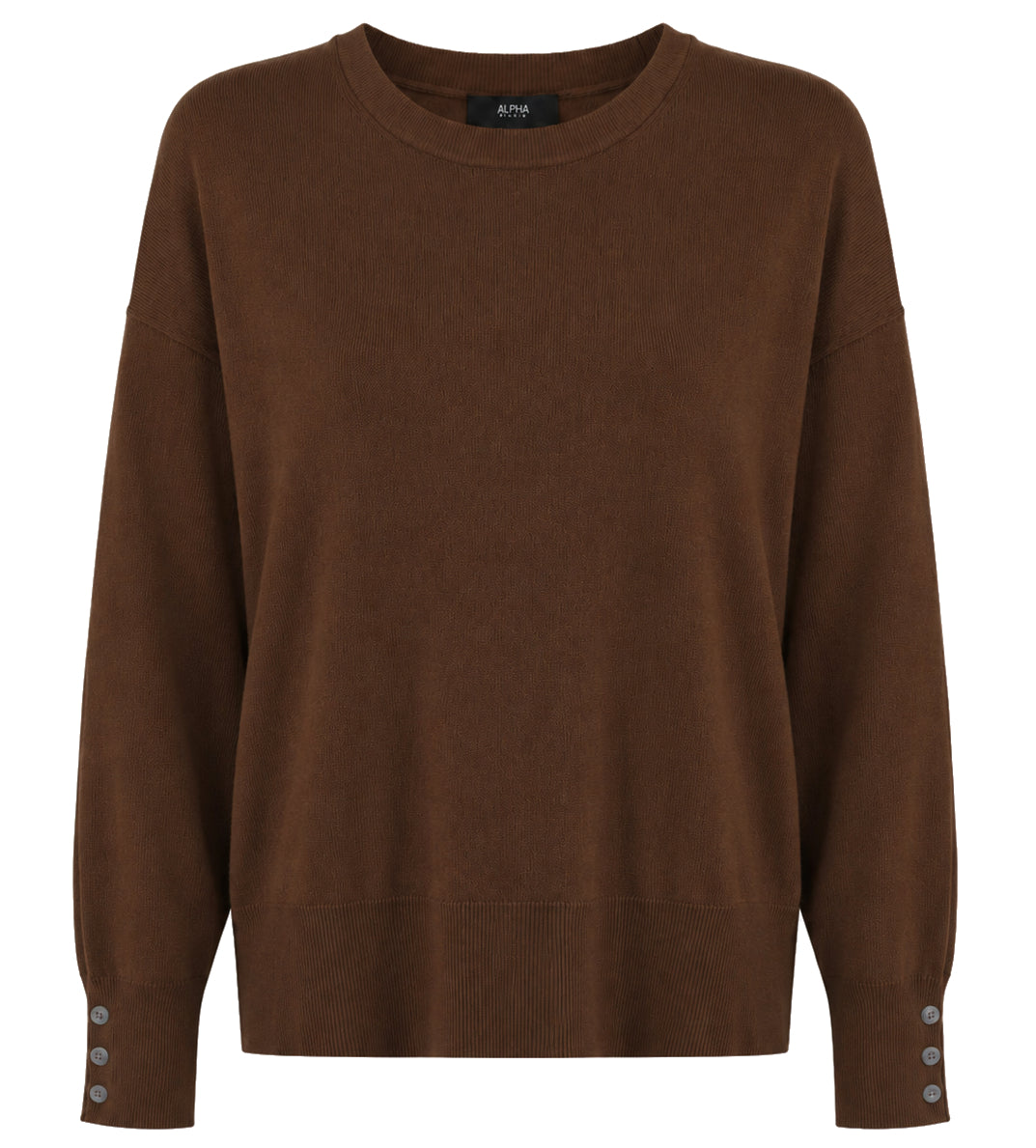 Alpha Studio Women Crew Neck seta-cashmere Sweaters Brown